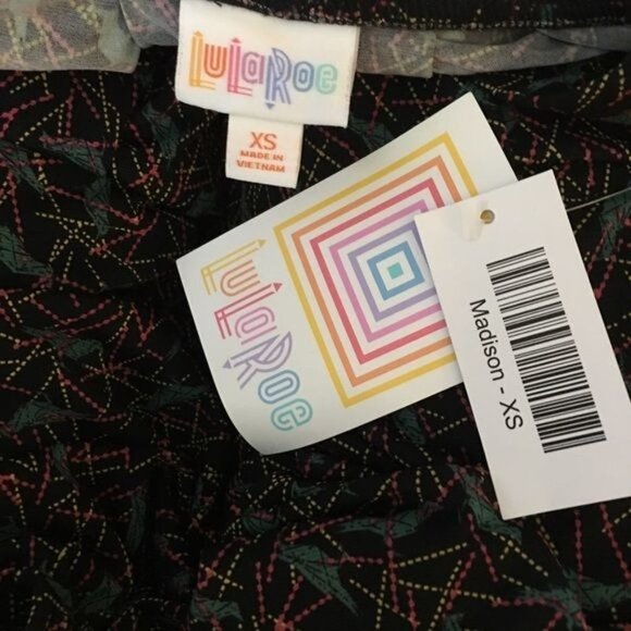 LuLaRoe Madison Skirt with Pockets with Teal Birds XS NEW - Picture 5 of 6